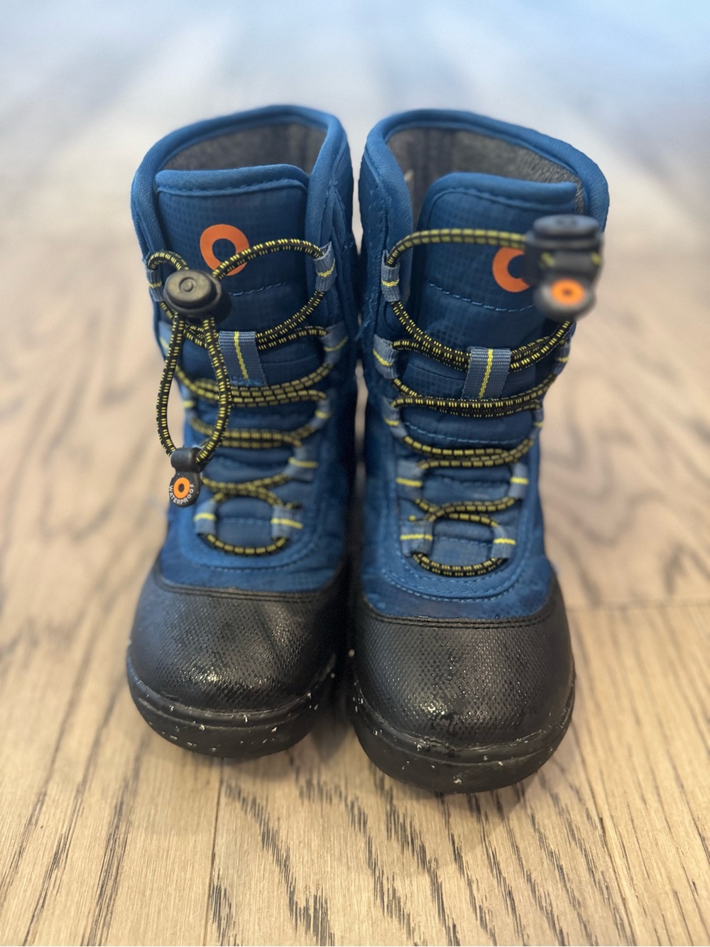 Bogs Navy Blue Kids Rain & Snow Boots with Orange Accents